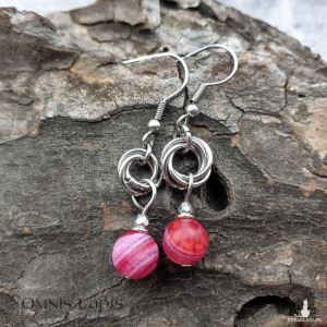 Bransoletka chainmaille- agat i hematyt 1