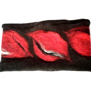 czarna ciepła wełniana opaska filcowana zimowa