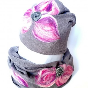 komplet wełniany szary