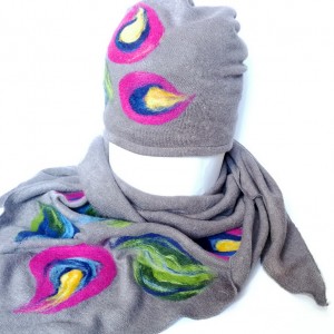 komplet wełniany szary w łezki