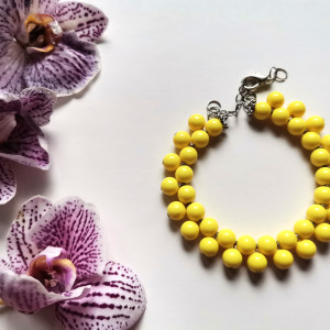 Bransoletka koralikowa żółta