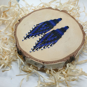 Ticala - czarno fioletowe etniczne kolczyki z koralików