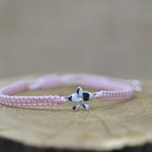 Kwiat, Orchidea - bransoletka z kwiatkiem, srebro 925