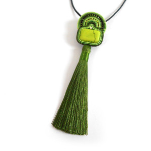 NASZYJNIK BROSZKA SUTASZ 2in1 BOHO zielony