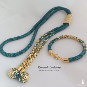 Komplet szmaragdowo-złoty