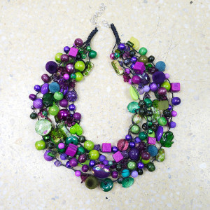 6227 zielony, fioletowy naszyjnik; kolia