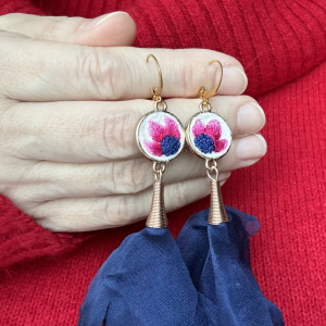 Kolczyki różowe kwiaty