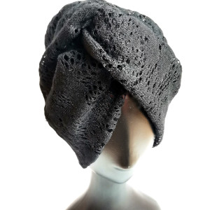 Turban codzienny koronkowy czarny