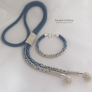 Naszyjnik z opaską i bransoletka, soft blue