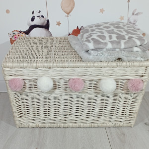 Kufer wiklinowy Skrzynia wiklinowa na zabawki 60cm Biały