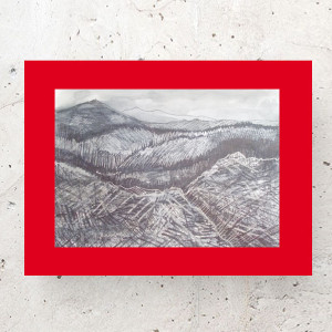 góry obraz 30x40, nowoczesny rysunek do domu, grafika z górami, górski pejzaż malowany ręcznie, biało czarny rysunek, minimalizm grafika na ścianę