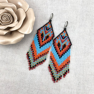 KOLOROWE KOLCZYKI Z KORALIKÓW, DŁUGIE, STYL ETNICZNY