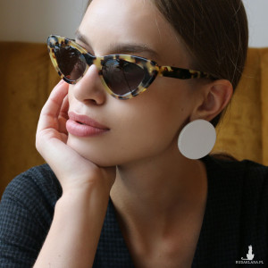 Kolczyki kolekcja SUN duże białe koła skóra naturalna