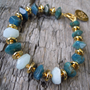 QAMAZI - bransoletka z akwamarynu i apatytu