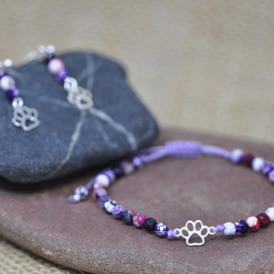 Łapa / Łapka psia / kocia - bransoletka i kolczyki, srebro 925