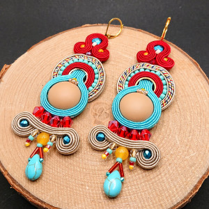 DŁUGIE KOLOROWE KOLCZYKI SUTASZ 1.