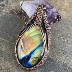 Naszyjnik miedziany - LABRADORYT