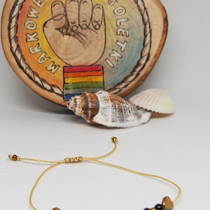 Bransoletka minimalistyczna z agatu czarnego i hematytu