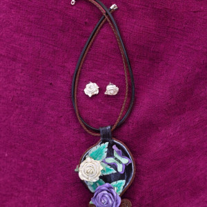 Komplet naszyjnik i kolczyki ze skóry