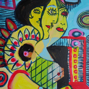 obraz portret kubiczna twarz picasso style