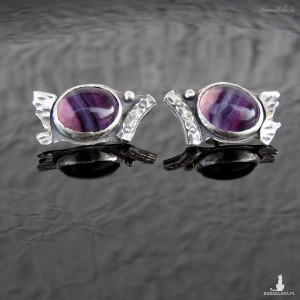 Kolczyki srebrne wkrętki z fluorytem Cukierki