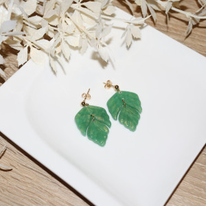kolczyki – jadeitowe liście