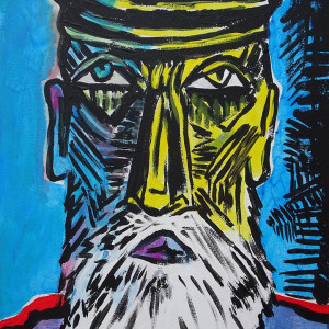 obraz portret kubiczny drzeworyt listonosza