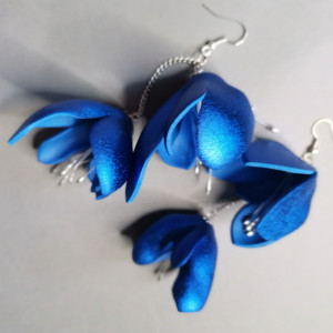 Kolczyki  kwiaty granat