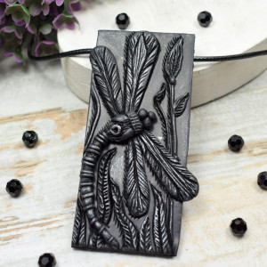 Duży wisior "ważka" czarny