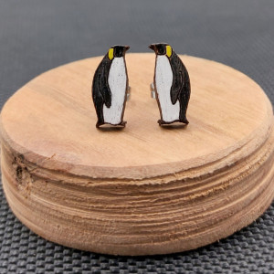 Kolczyki drewniane PINGWINY