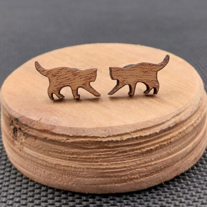 Kolczyki drewniane KOTY NATURALNE