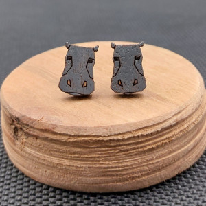Kolczyki drewniane HIPOPOTAMY