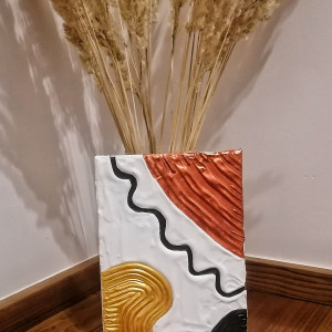 Obraz strukturalny format 18x24 złoto i brąz