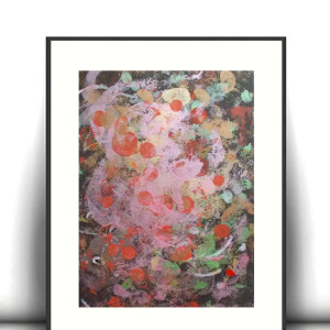 malowany ręcznie obraz 30x40, kolorowa grafika na ścianę, abstrakcja do sypialni, abstrakcyjny rysunek do salonu, nowoczesna grafika do biura, dekoracja w stylu boho, unikatowa grafika A3