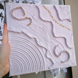 Obraz strukturalny format 20x20 lilia i brokat złoty