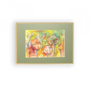 kwiaty akwarela w ramce, obraz z kwiatami, obraz malowany ręcznie, łąka obraz, łąka akwarela oprawiona,  prezent na ślub, ślub prezent, akwarela ręcznie malowany obraz