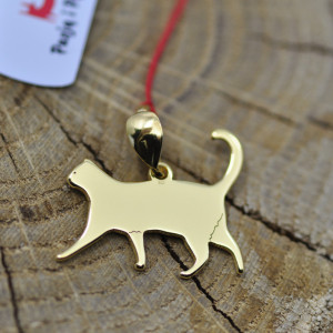 Kot / Kotek - wisiorek, srebro 925 pozłacane