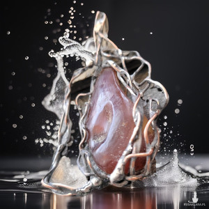 Autorski wisior z bursztynem otoczony miedzią