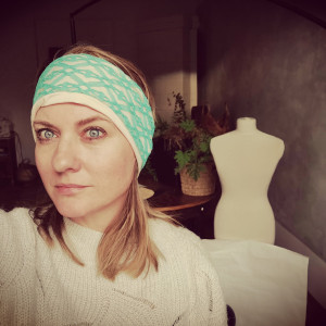 Opaska  koronkowa miętowa