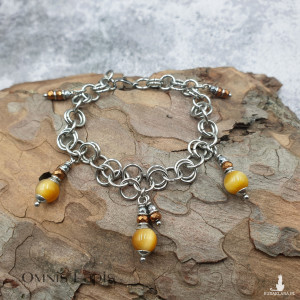 Bransoletka chainmaille - tygrysie oko, hematyt