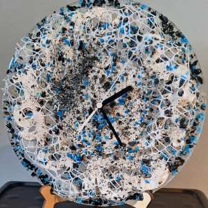 Zegar Hand Made Żywica I Kamienie Mocy 🧿 Kryształ Górski Turmalin Obsydian Turkmenit