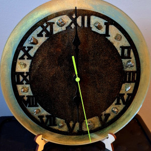 Zegar Hand Made Żywica I Kamienie Mocy 🧿🪬 Piryt  💛