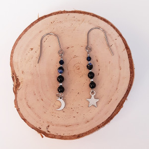 Kolczyki Lunula z onyksem