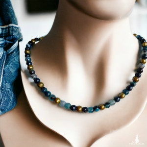 Naszyjnik z agatów i pereł słodkowodnych