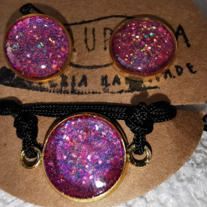 Różowy zestaw bizuterii