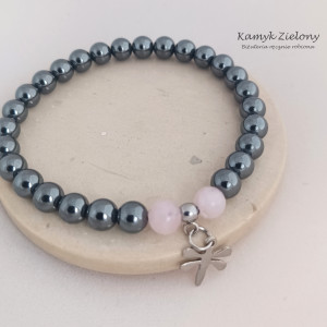 Bransoletka z hematytu i różowego kwarcu