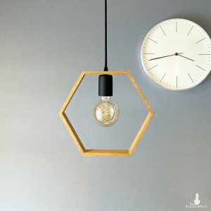 LAMPA wisząca drewniana HEXAGON UNO