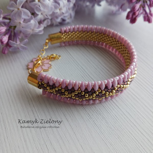 Bransoletka koralikowa - liliowa