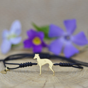 Charcik włoski / Chart - bransoletka z psem, srebro 925 pozłacane