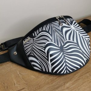Nerka saszetka biodrowa mini torebka na pas w rozmiarze L - liście
